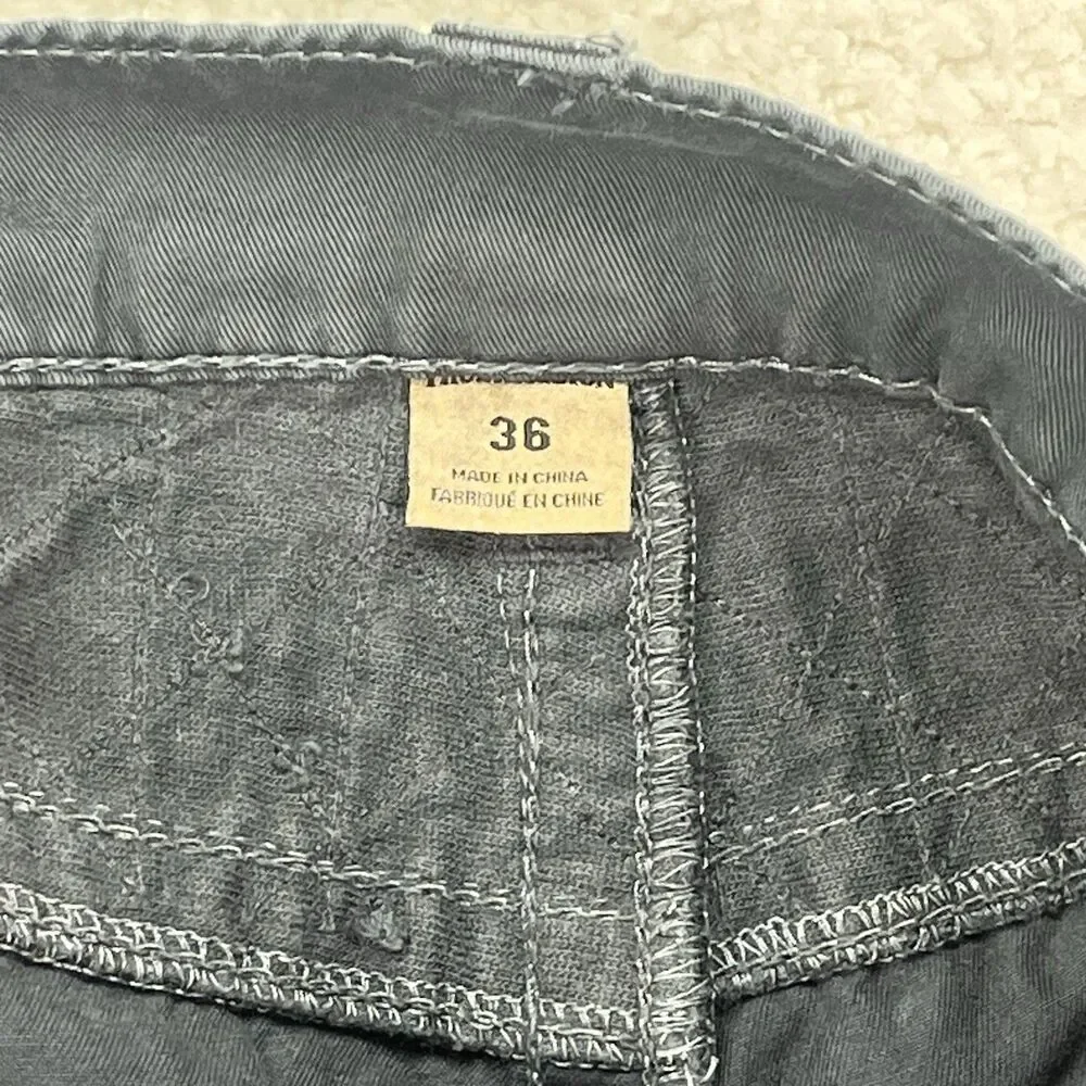True Religion Dean Geo Quilted Gray Chino Straight Leg Jeans Pants 36/32.5 Taper